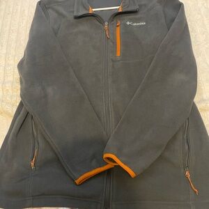 Columbia Charcoal Fleece Jacket with Tangerine - Men Large